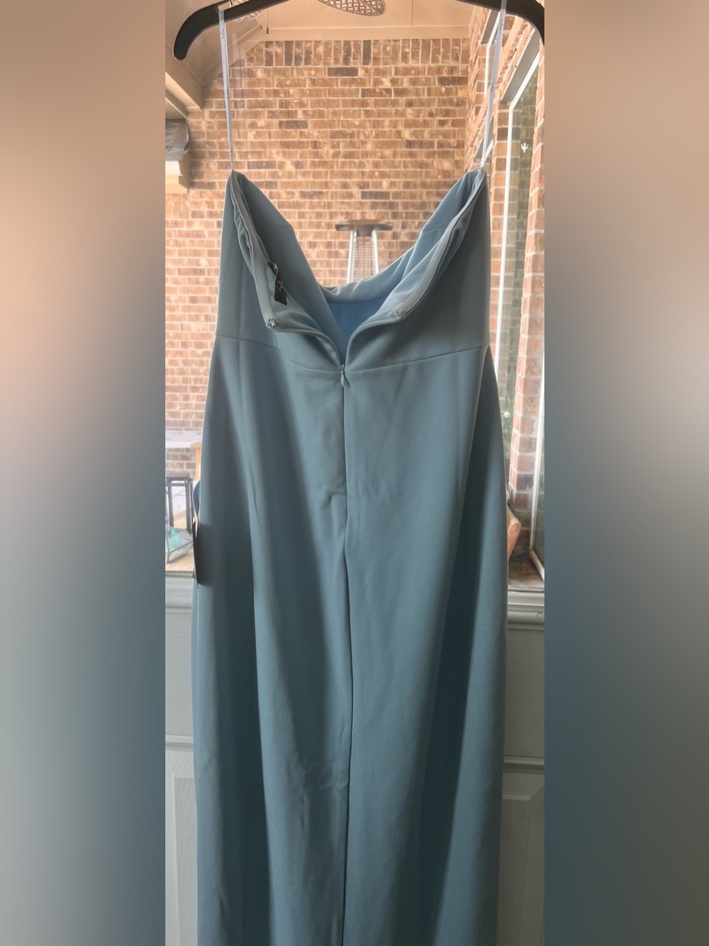 NWT Lulus After Hours Light Blue Strapless Ruffled Slit Maxi Dress 🐝 - Picture 6 of 8